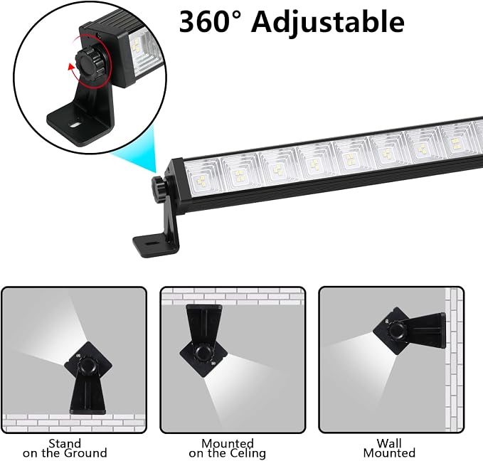 2 Pack 24W LED Shop Light with Remote, Plug in Garage Light with 6.5FT Cord and On/Off Switch, 6000K 5400LM Work Shop Lighting for Garage Workshop Warehouse Factory Yard