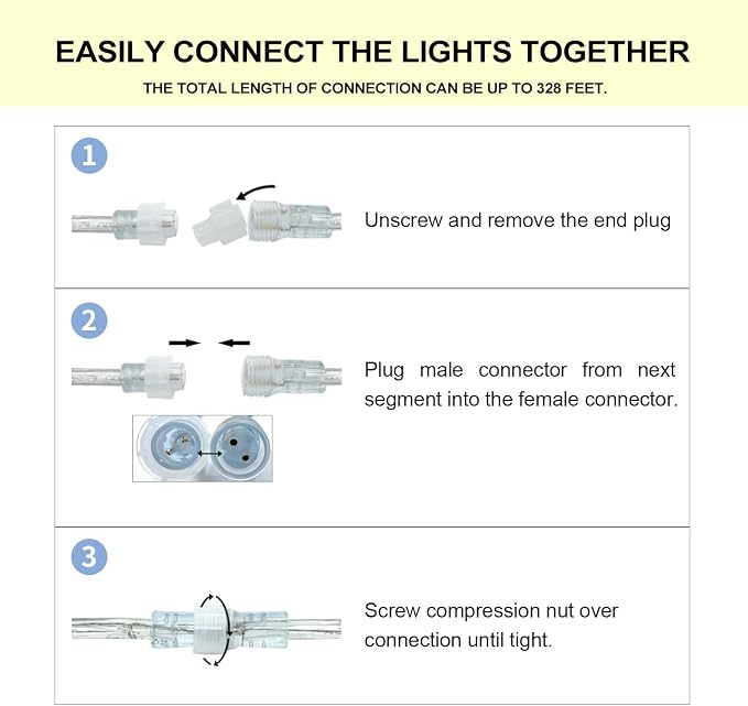 50FT Waterproof LED Rope Lights, 450 LED Warm White Connectable & Flexible for Indoor/Outdoor Use - Deck, Patio, Garden, Bedroom, Party & Christmas Decoration