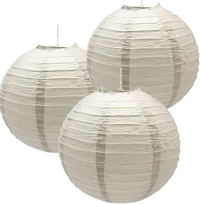 3pcs Paper Lanterns Decorative Round Chinese Paper Lanterns for Birthday Halloween Wedding Baby Bridal Shower Home Decor Party Decoration (12in/Grey)