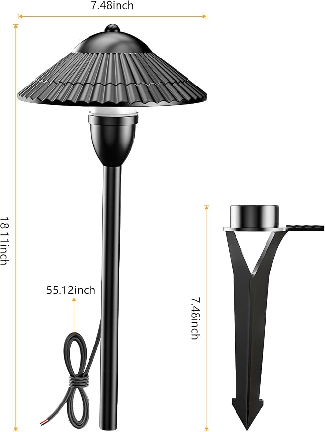 ZUCKEO Low Voltage Landscape Lighting LED Pathway Lights, 5W Landscape Path Lights 3000K Warm White 12-24V, Outdoor IP66 Ground Light for Garden, Walkway, Yard (12-Pack with Connector)