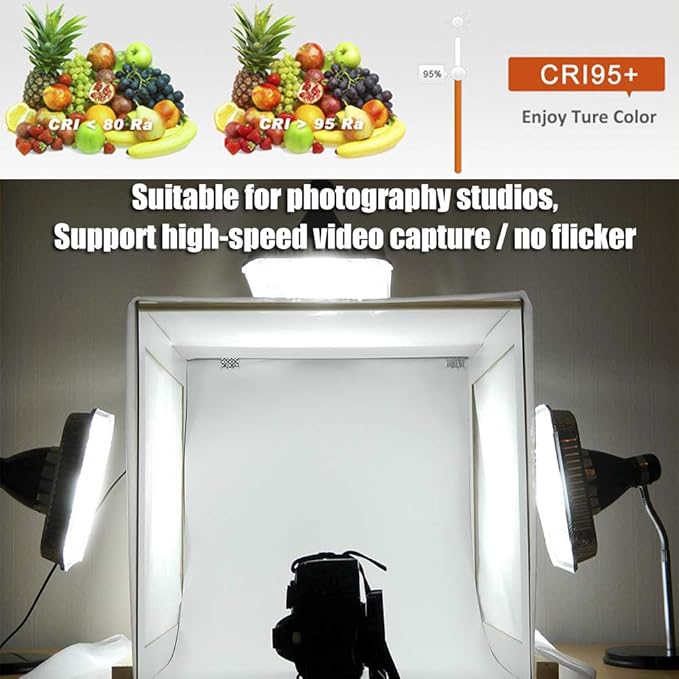 Quad Row Flexible LED Strip Lights, High CRI 95 DC24V 3528SMD 480LEDs/m 2,880Lumens/m- Super Bright LED Tape Lights for Photographic Lighting (Daylight White 6500K 3.28Ft/1M Non-Waterproof)