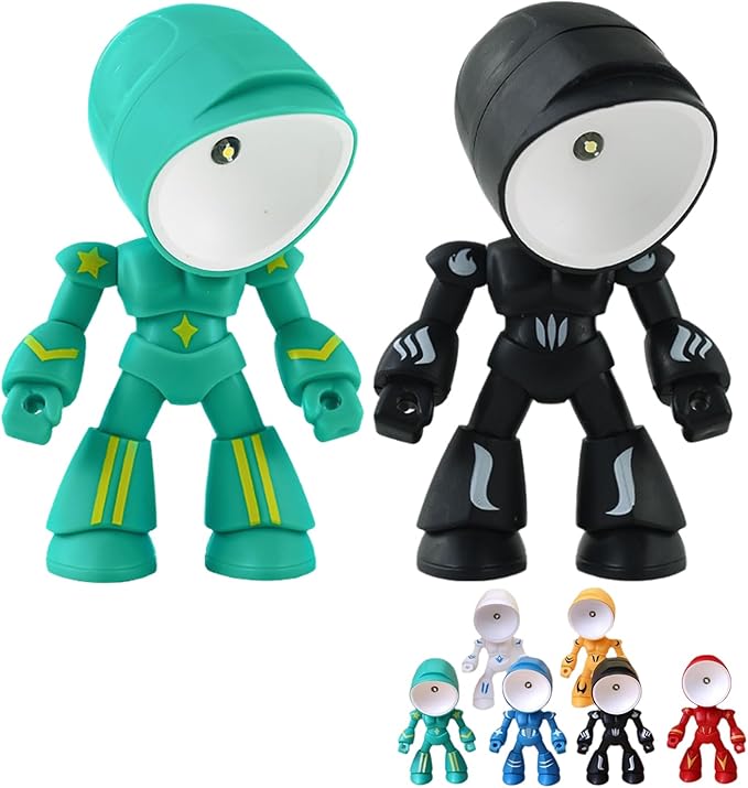2PCS Lonely Robot Cartoon Cute Robot Design Companion Table Light, LED Mini Night Light, Mini Portable, for Bedroom Office, Thanksgiving Gifts (2pcs-J)