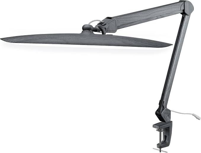 Neatfi XL 2200 Lumens 24W LED Desk Lamp – Shadow-Free Task Lighting | 4-Level Dimming | Home Office & Crafts Use | 20-Inch Wide Head (Gray Wood, Non-CCT with Clamp)