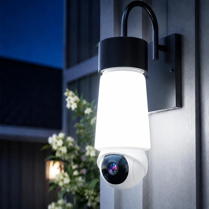 Light Bulb Security Camera, 5G&2.4GHz WiFi Light Bulb Cameras Wireless Outdoor Indoor, 2 in 1 Lightbulb Camera for Home Security, 2K HD Color Night Vision, AI Motion Detection