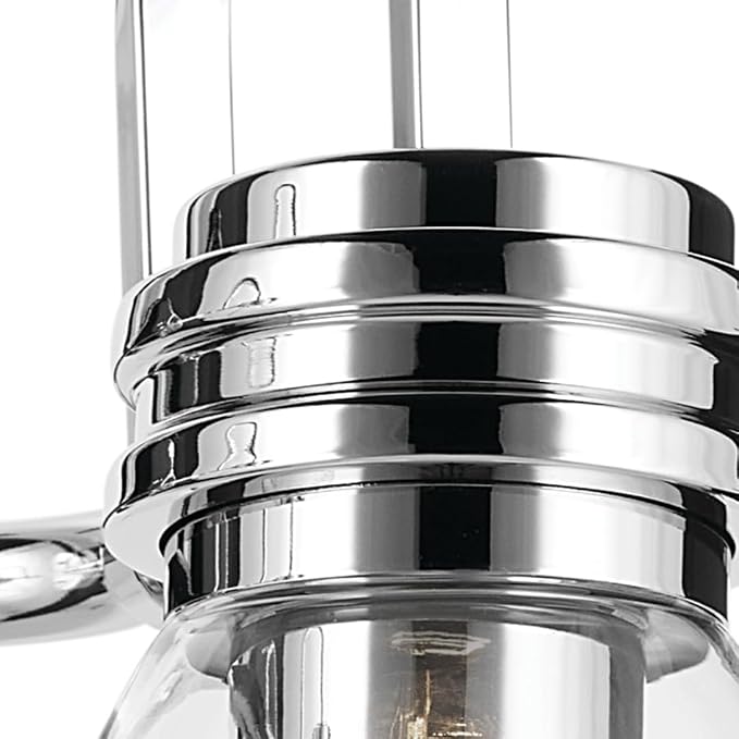 Kichler Farum 3-Light Bathroom Vanity Light, Chrome | Modern vanity light with clear glass for single or double bathroom mirrors (26" x 9.5"), 55155CHCLR