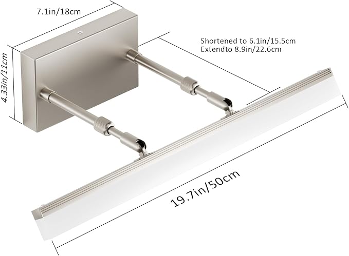 Aipsun Brushed Nickel Vanity Light Adjustable 20 inch Modern LED Bathroom Light Fixtures Over Mirror Rotatable Vanity Lighting 5500K