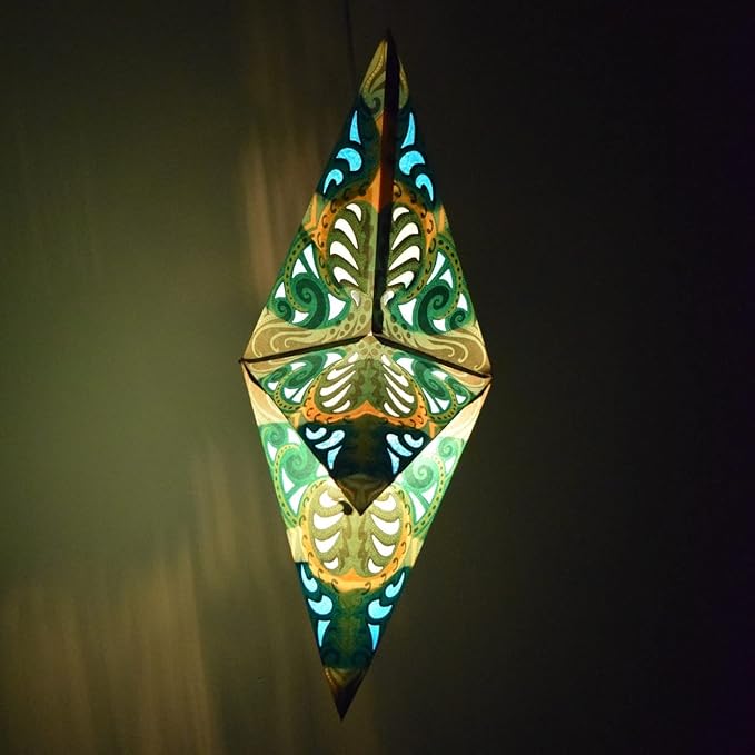 Green Obsession Paper Star Lantern with 12 Foot Power Cord Included