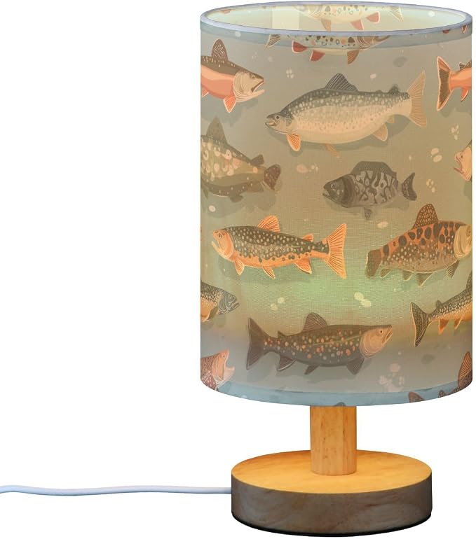 Cartoon Fish LED Bedside Table Lamp with USB Port, Warm Night Light for Bedroom, Modern Nightstand Lamp for Reading, Study & Home Office