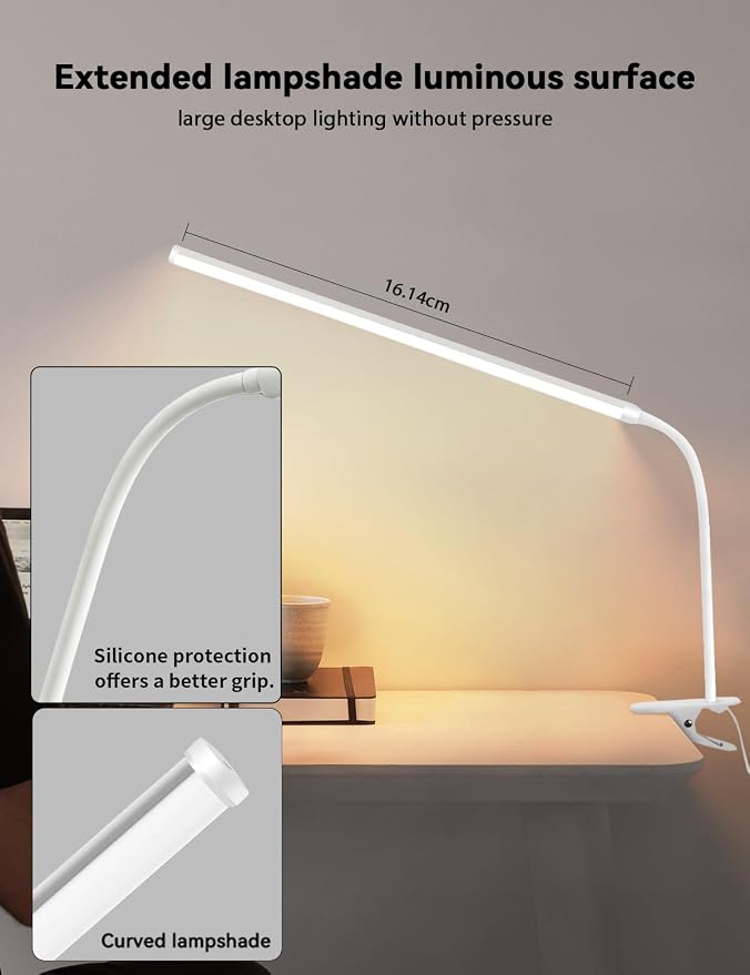 2-Pack LED Desk Lamp with Clamp,College Dorm Room Students Study Reading Desk Lights,Dimming,Hose Desk Lamps,Home Office Computer Light,gooseneck,Swing Arm Work Table Lamps,Clip Bed Light
