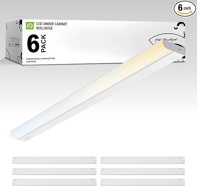 ASD 6 Pack 40 Inch Hardwired LED Under Cabinet Lights, On/Off & 5CCT Switch 2700K-5000K, 20W 1814LM CRI90+, Direct Wire Low Profile Linkable Fixture, Dimmable Under Counter Kitchen Lighting, White, UL