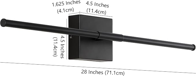 JONATHAN Y Makena 28" 1-Light LED Wall Sconce, Black | Dimmable, Modern, Integrated 12W, Hardwired, Sleek Metal, Ambient, Bathroom Mirror, Bedroom, Hallway, Vanity Mount