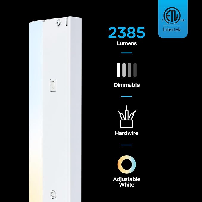 Enbrighten 36 inch Hardwired Under Cabinet Lights, 2385 Lumens, Five White Settings from (2700K-6500K), Full Range Dimmable, Under Counter Light, Linkable Under Counter Lights for Kitchen 82923-T1