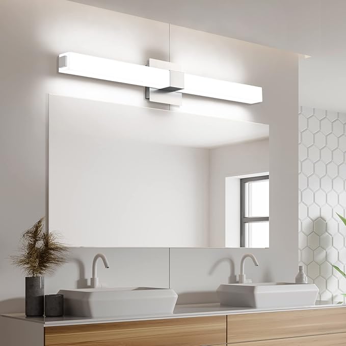 ZUZITO Brushed Nickel Bathroom Light Fixtures - 3CCT Dimmable LED Bathroom Vanity Lights - 32 Inch Modern Vanity Lighting Fixtures 3000K/4500K/6000K