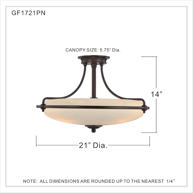 Quoizel Griffin 21" Semi-Flush Mount Ceiling Light, Palladian Bronze | 4-Light, Opal Etched Glass, ETL Damp Rated, Transitional Style