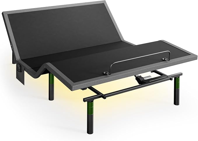 Marsail Full Adjustable Bed Base Frame, 4 Ports USB A&C Adjustable Bed Base with Under-Bed Nightlight, 3 Minutes Fast Assembly, Wireless Remote Control Adjustable Bed with 4 Height Options