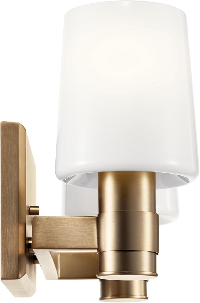 Kichler Adani 2-Light Bathroom Vanity Light, Champagne Bronze | Modern vanity light with opal glass for bathrooms and powder rooms (14.5" x 8.25"), 55175CPZ