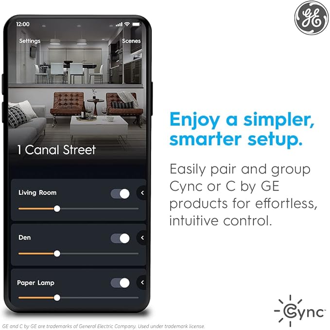 GE CYNC Smart Light Switch, Paddle Style, Neutral Wire Required, Bluetooth and 2.4 GHz Wi-Fi 4-Wire Switch, Compatible with Alexa and Google White (6 Pack)