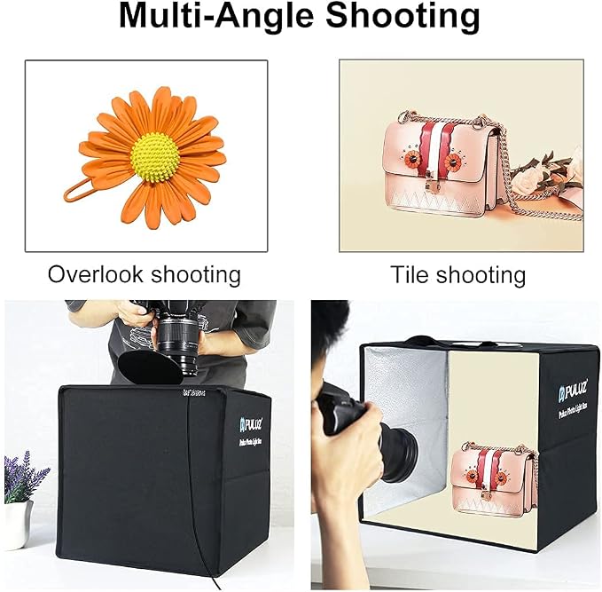 Lightbox, PULUZ 11.8"/30cm Photo Studio Light Box, Portable Picture Box Adjustable Brightness, Folding Professional Light Box Photography with Led Lights and 6 Colors Backdrops for Product Photography