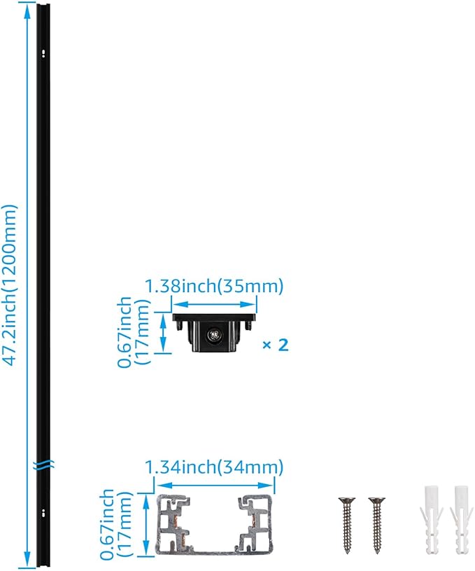LEONLITE H Track Rail, 4FT H Type Track Lighting Rails & 2xEnd Caps, UL Listed, Flame Retardant Material, Use with Track Lighting Heads, Black