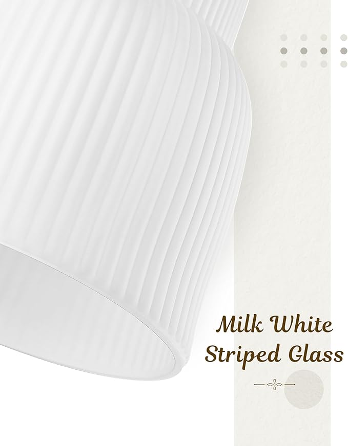 FEMILA Brushed Gold Pendant Light with Milk Glass Shade, Modern Hanging Light Fixture for Kitchen Island, Dining Room, Bar, E26 Socket, Adjustable Height, 4FYD87MIL BG