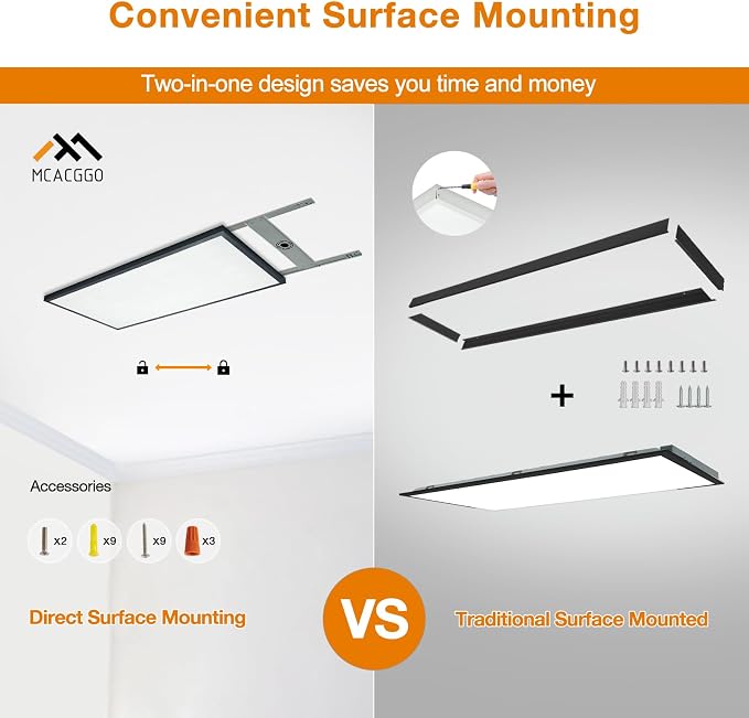 24-Pack Black 2x4 LED Surface Mount Panel Light 0-10V Dimmable | 100-277V, 5000K-4000K-3000K & 30W-40W-50W Switchable, with Direct Ceiling Mount Bracket, ETL Listed