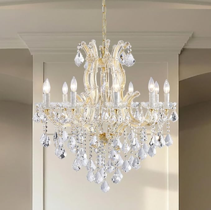 Modern Gold Crystal Chandelier Lighting - Luxury Maria Theresa Chandeliers for Dining Room, Kitchen Island, Living Room, Bedroom, 10 Lights…