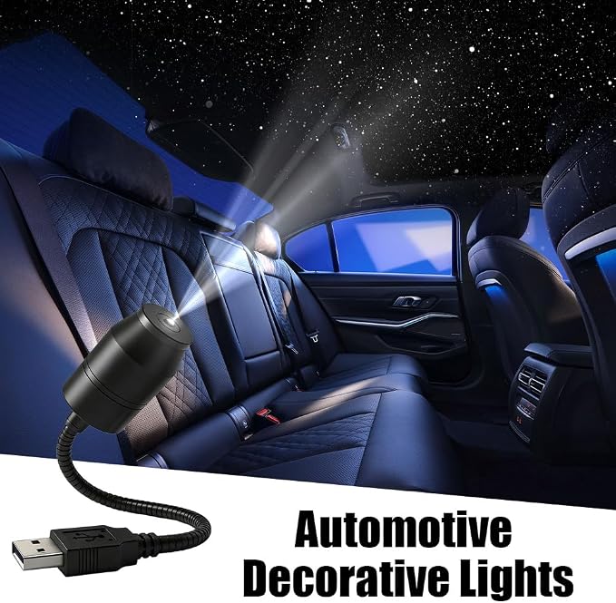 Ultra-High-Definition Car Projection – Star Night Light Projector, USB Starry Sky Lamp with 360° Gooseneck & Dimmer for Bedroom, Ceiling Decor