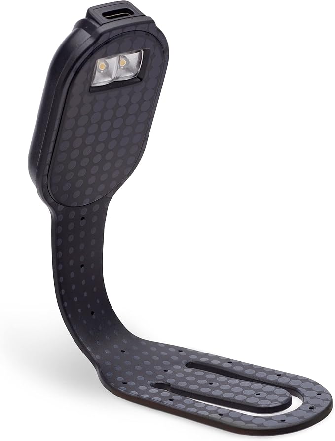 Gifts for Readers & Writers Rechargeable Book Light, Clip On Reading Light for Bed, 2in1 Flexilight & Bookmark, 12 Hours of Light Once Charged, Includes USB Cable & 2 LED Lights, Black Dots