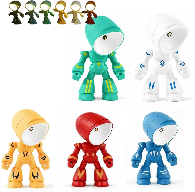 Lonely Robot Cartoon Cute Robot Design Companion Table Light, LED Mini Night Light Lonely, 2 in 1 Magnetic Base Creative Table Lamp (5Pcs)