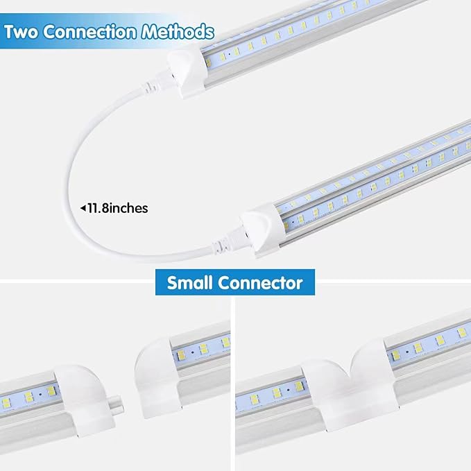 Led Shop Light, Led Garage Light,2FT 25W 6500K Daylight 3200LM Linkable Clear Cover Integrated V-Shape for Shop Under Cabinet Office General Lighting,Cool White(4-Pack)