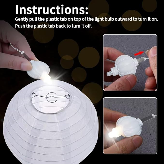 12PCS Paper Lantern Lights, Mini LED Battery Operated Lights, Hanging Decorative Lighting for Wedding, Party, Balloon, Lanterns, Floral, Last 48 Hours- Cold White