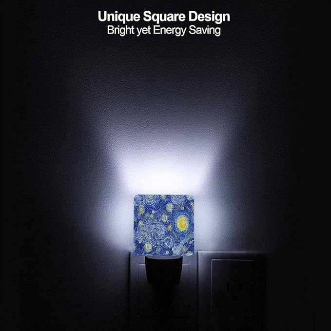 LED Night Light,Glowing Moon and Starry Sky LED Night Light Plug into Wall with Dusk to Dawn Light Sensor White Energy Efficient Nightlight for Bedroom Bathroom Hallway Living Room Kitchen