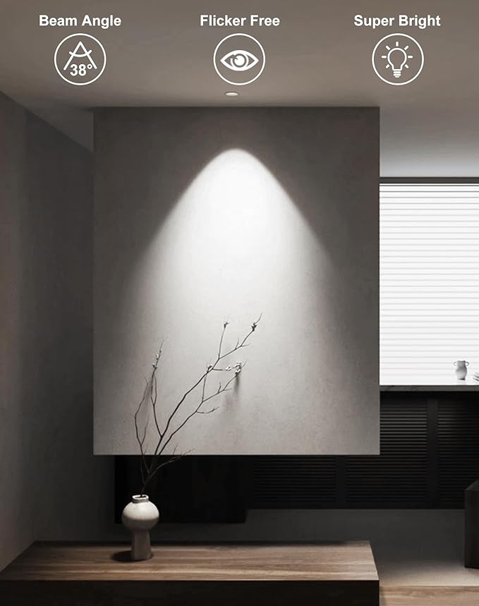 MR16 LED Bulbs 12-Pack 6000K Cool White 5W GU5.3 Spotlight Bulb, Non-Dimmable 38° Beam Angle for Landscape, Recessed, Track Lighting,Commercial Security & High Bay Lighting