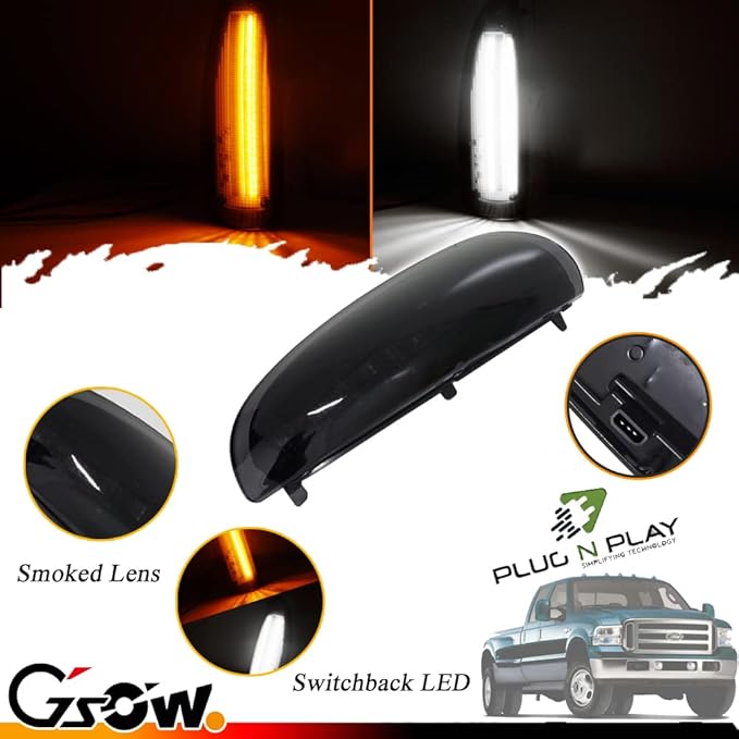 2 PCS LED Side Mirror Marker Lights for Ford 2003-2007 F250 F350 F450 F550 F650 Super Duty / 2000-2005 Excursion, LED Sequential Side Mirror Turn Signal Lamp Assembly - Switchback