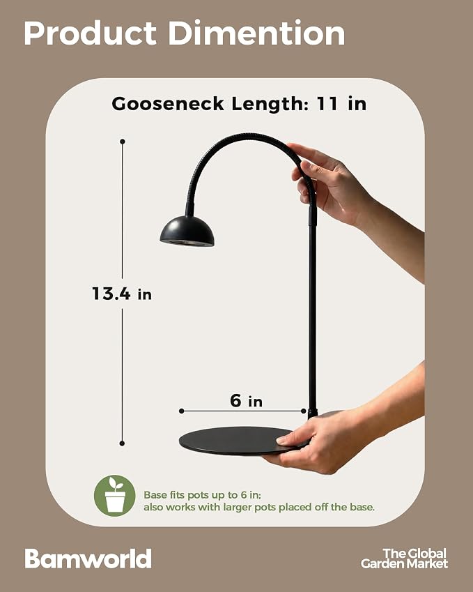 Bamworld Grow Lights for Indoor Plants with Full Spectrum LED Grow Lamp with 3/6/12 Timer Switch Height Adjustable Plant Growing Lamps for Indoor Growing Black