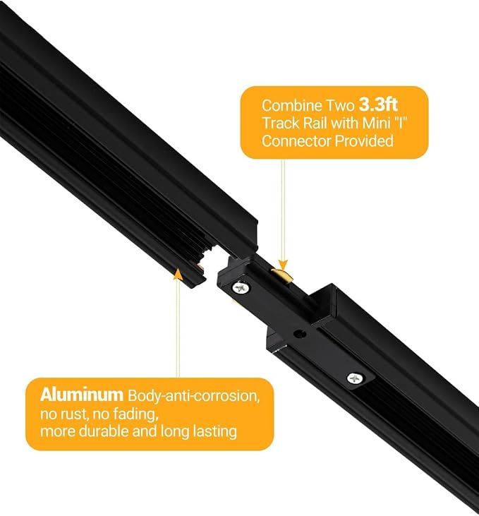 Zoomable 8-Light LED Track Lighting Kit with 6.6FT H Track Lighting Rail & Floating Canopy Connector, Modern Kitchen Track Lighting Fixtures Ceiling Spotlight, 12W Track Heads 3000K Black