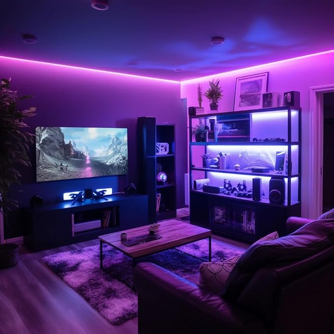 LED Strip Lights 24V COB Purple 16.4ft (No Power Supply) | Super Bright, Dotless High Density 14W/m, 8mm Width Cuttable Flexible, Home DIY Commercial Decoration