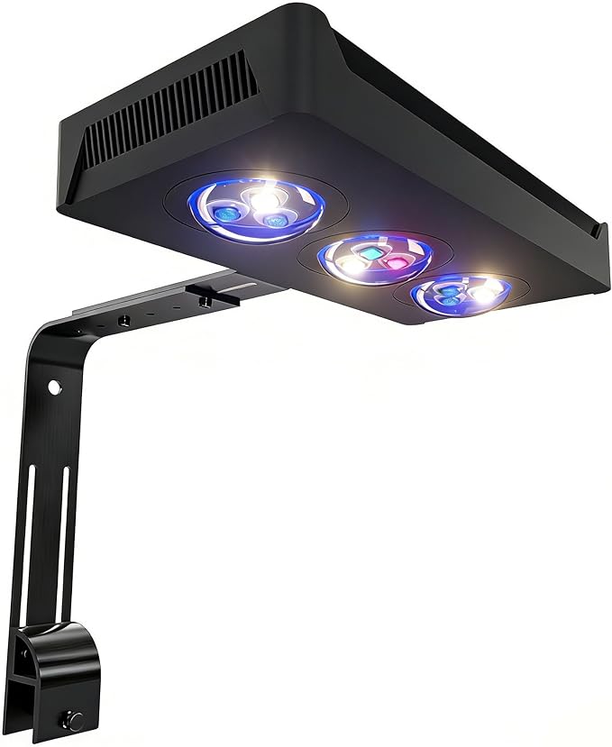 Aqua Knight A029 Reef Aquarium Light 30W, Full Spectrum Coral Light for SPS LPS Nano Tank, 2 Channels Dimmable with Timer Sunrise Sunset Moonlight, Fits 10–24 Inch Saltwater Tank