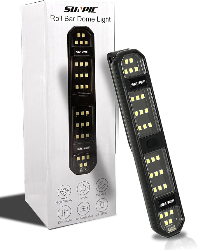 SUNPIE Truck Bed Lights Car Interior LED Lights with Switch Button &Strap Rechargeable Type-C Battery Powered Car Interior Lighting for Wrangler Truck RV Van Lorry Camper Boat Caravan Motorhome