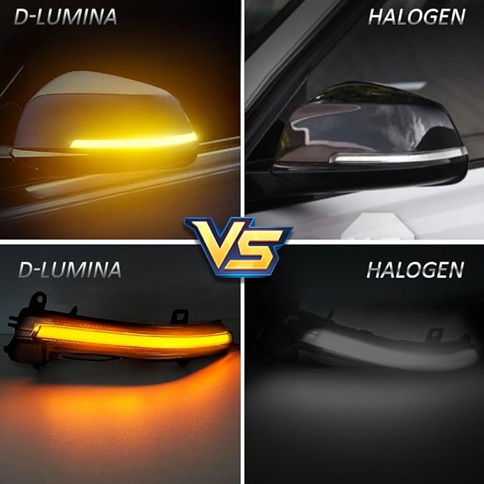 D-Lumina Dynamic LED Side Mirror Sequential Turn Signal Lights Smoked Lens for BMW 1 2 3 4 Series F20 F21 F22 F23 F87 F30 F31 F34 F35 F80 F32 F33 F36 X1 E84 i3, Side Marker Blinkers Mirror Light Lamp