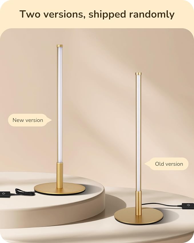 EDISHINE LED Table Lamp Set of 2, Modern Desk Lamps for Living Room, Gold | Stepless Dimmable, Metal Finish, 3 Color Temperature, 6W, Ideal for Bedroom, Corner