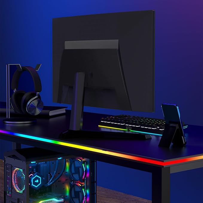 RGB Backlight for PC & Mac, LED Strip Light Sync with Screen Color or Music, Stick to The Edge of Your Desk, LEDs for Desk Gaming, USB Port, Software Control, 4.6ft / 1.6m
