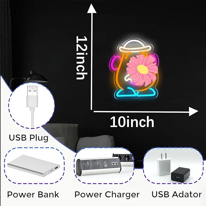 Cartoon Potato Figure Neon Sign Wall Decor for Boys Girls Room | USB powered dimmable colorful cartoon potato farmer neon with hat design, cute cartoon character gift for cartoon movie fans