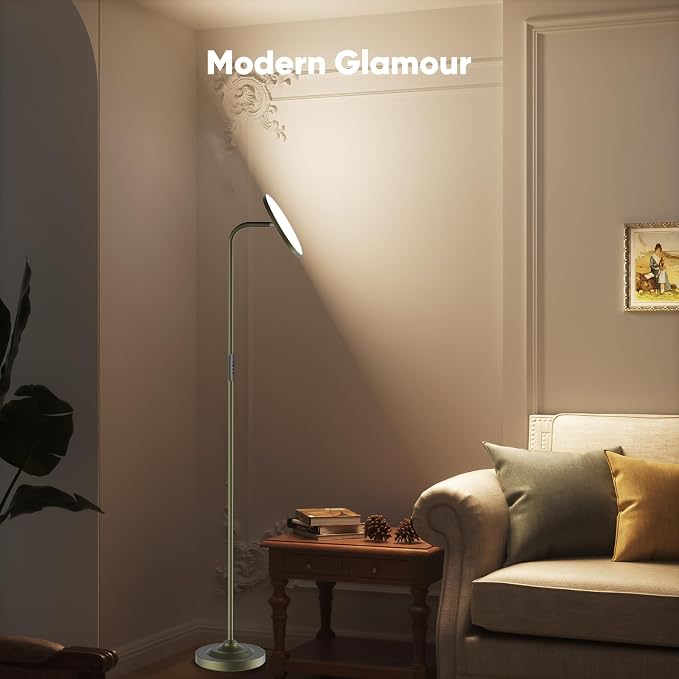 36W LED Floor Lamp, Super Bright Standing Lamp, Modern Stepless Dimmable Torchiere Tall Lamp with Remote Control, 350°Rotating Head Reading Floor Lamp for Living Room, Bedroom, Office