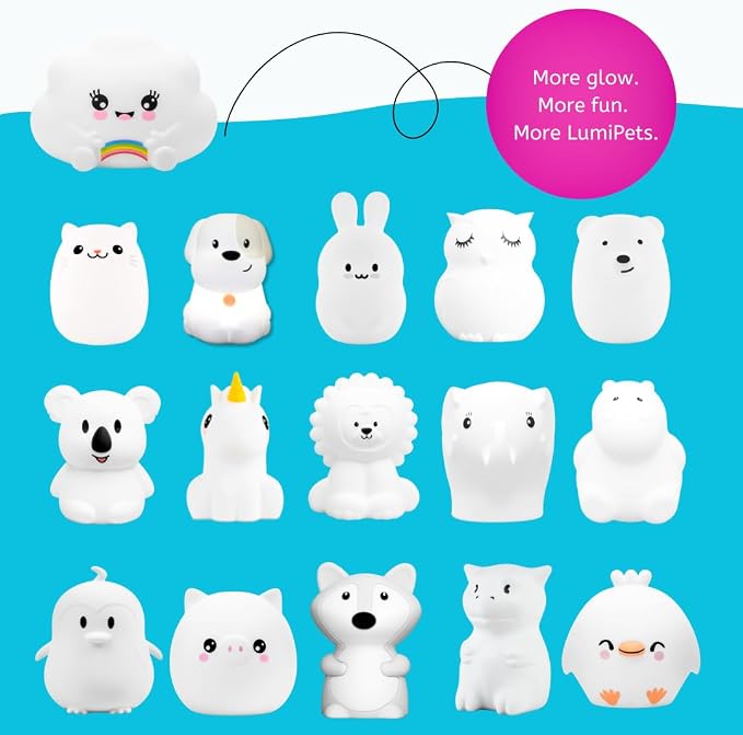 Cloud Night Light with Remote, Squishy Silicone Lamp for Kids | Tap Control | Rechargeable 9-Color Changing Soft Glow | Nursery Nightlight for Kids | Portable Animal Nightlight | USB Cord