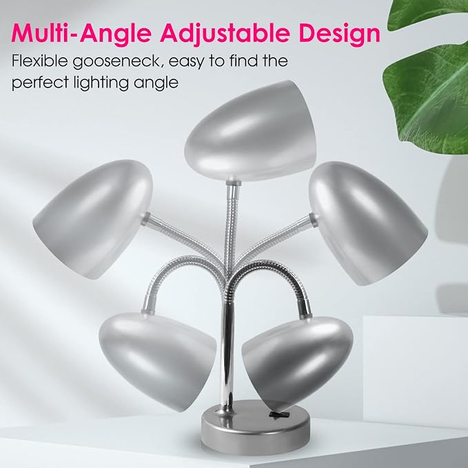 E ENERGETIC LIGHTING LED Desk Lamp, 3.5W 240LM 4000K Cool White Study Lamps for Bedroom and Office, Eye Protection, ETL Listed Silver Table lamp