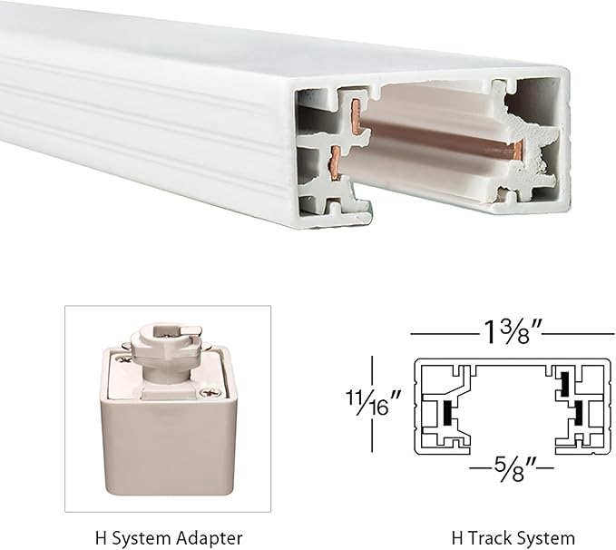 WAC Lighting, H Track 4FT Single Circuit 120V with 2 Endcaps in White