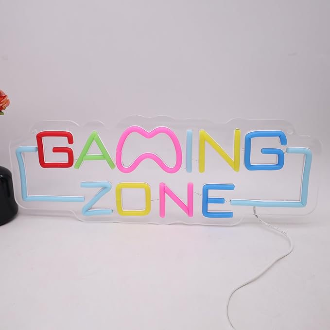 Gaming Zone LED Neon Sign, Cool Gamer Room Wall Decor Dimmable USB Powered Neon Light for Game Room, Bedroom,Man Cave Streaming & E sports Setup Holiday Birthday Gift