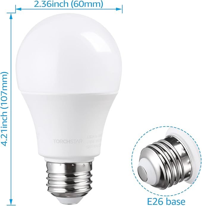 TORCHSTAR 1700LM Universal Garage Door Opener LED Light Bulb, UL FCC DOE, 15W Ultra Bright, Minimize Interference, 100W Eqv. 120V, A19 Bulbs, E26 Base, 3000K Warm White, Pack of 2