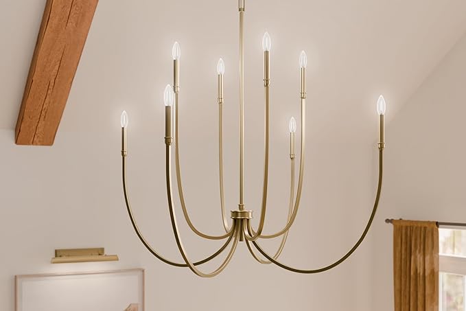 Kichler Malene 8-Light Foyer Chandelier, Updated Traditional Light in Champagne Bronze, Sloped Ceiling Compatible, for Foyer, Dining Room or Living Room (43.5" x 42.25"), 52699CPZ